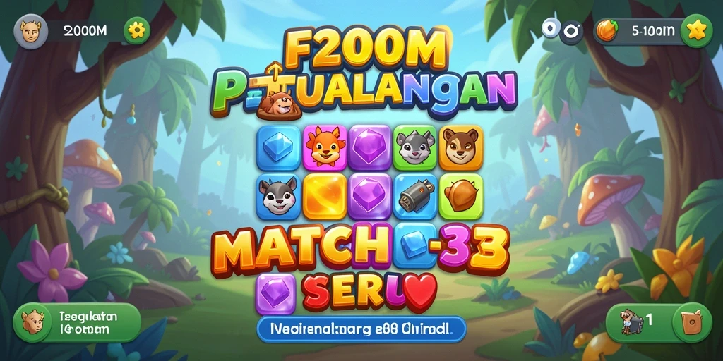 Screenshot gameplay F200M dengan berbagai tantangan Match-3 yang menarik.