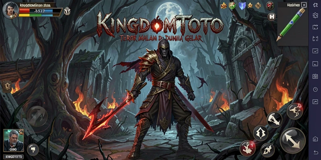 Screenshot gameplay KINGDOMTOTO dengan suasana horror yang mencekam.