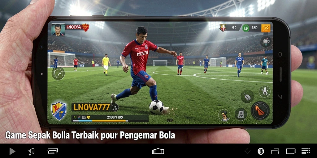 Screenshot LNOVA777 menampilkan aksi permainan sepak bola yang mendebarkan.