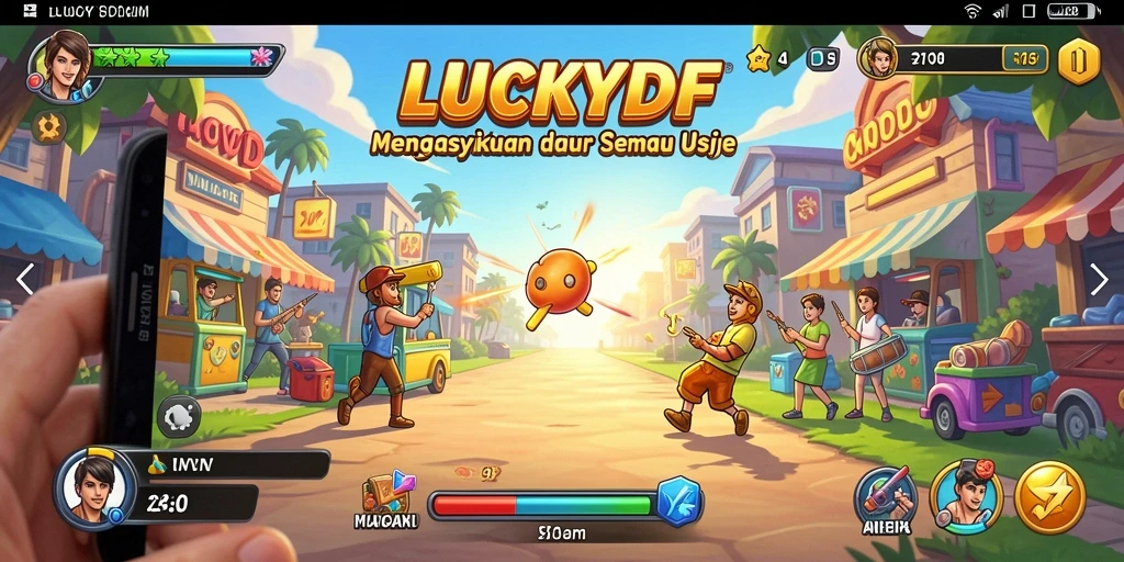 Screenshot gameplay LUCKYDF menampilkan aksi seru dengan efek visual yang menarik.
