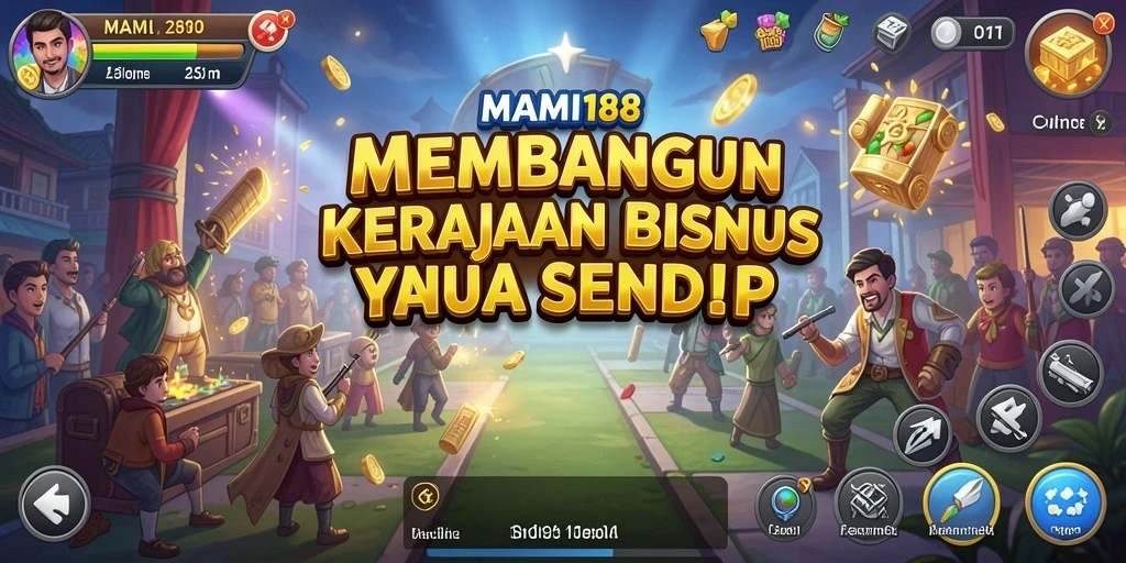 Tampilan gameplay MAMI188 saat membangun kerajaan bisnis.